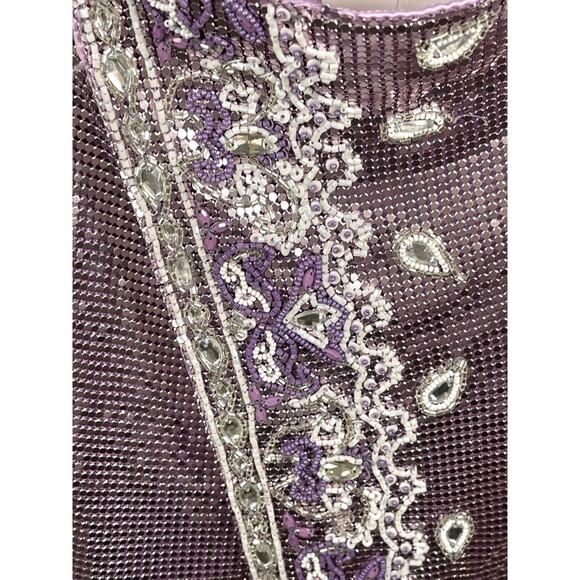 Retrofete Malta Chainmail Crystal Embellished Purple Mini Skirt Sz XS - Picture 9 of 12